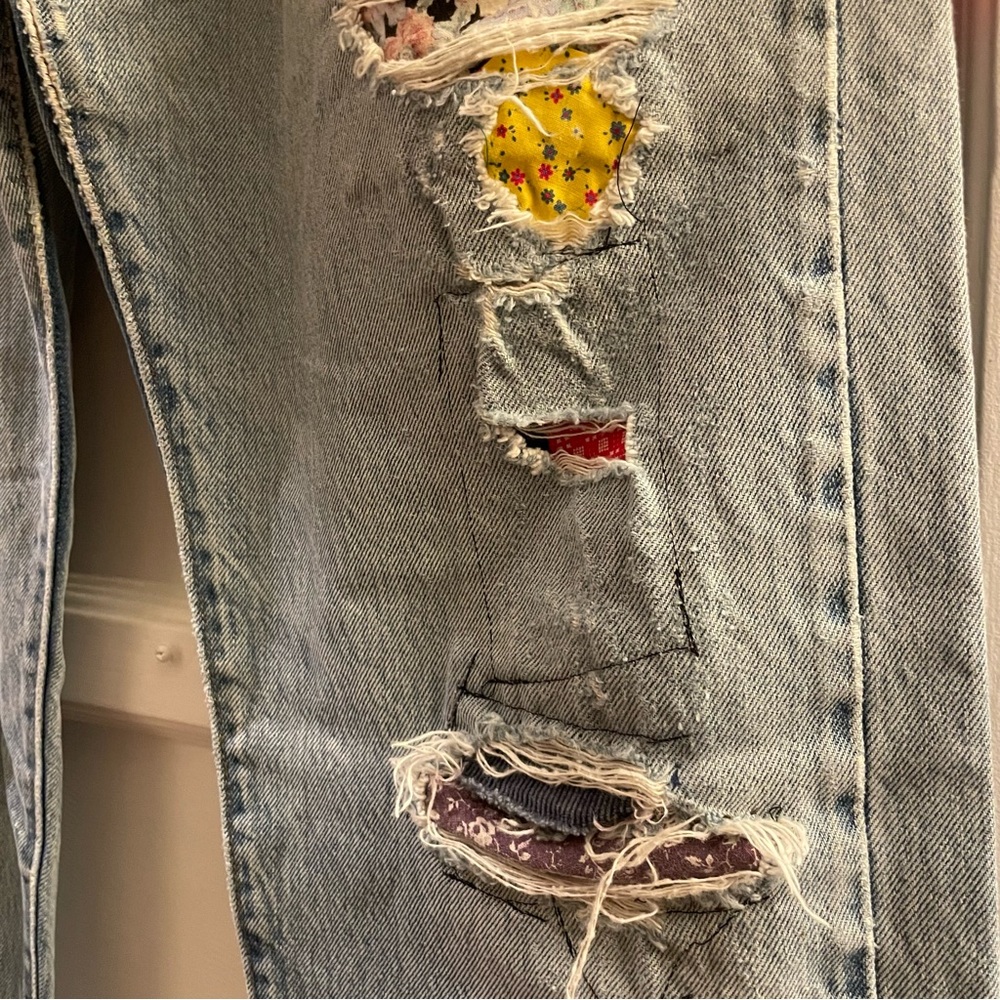 Vintage 90s Levis Grateful Dead Patchwork Hippie Festival Jeans - Picture 10 of 13